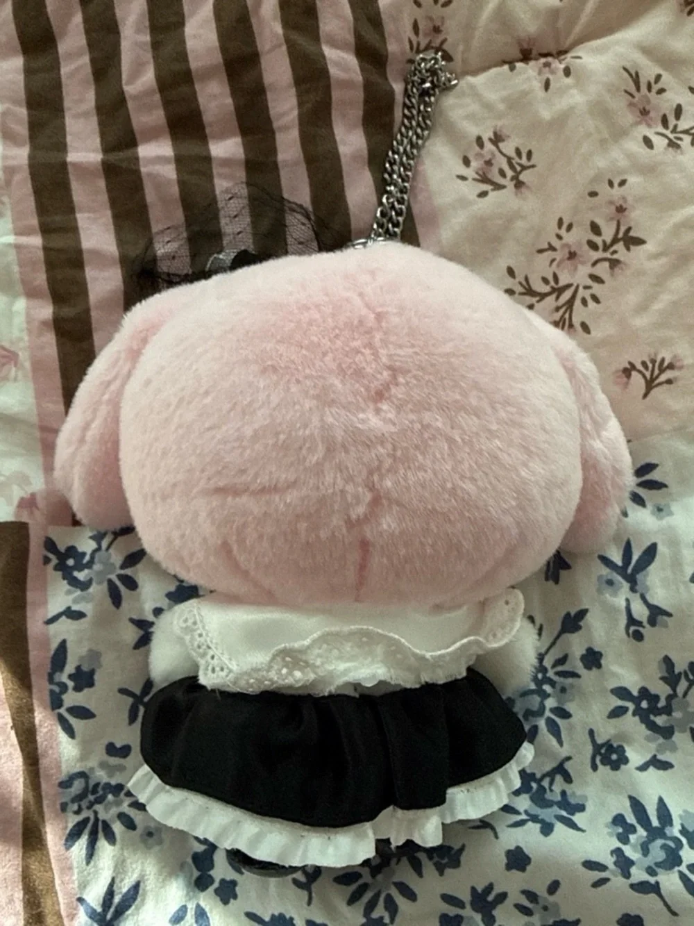 Sanrio My Melody Plush Keychain in Pink and Black Gothic Dress